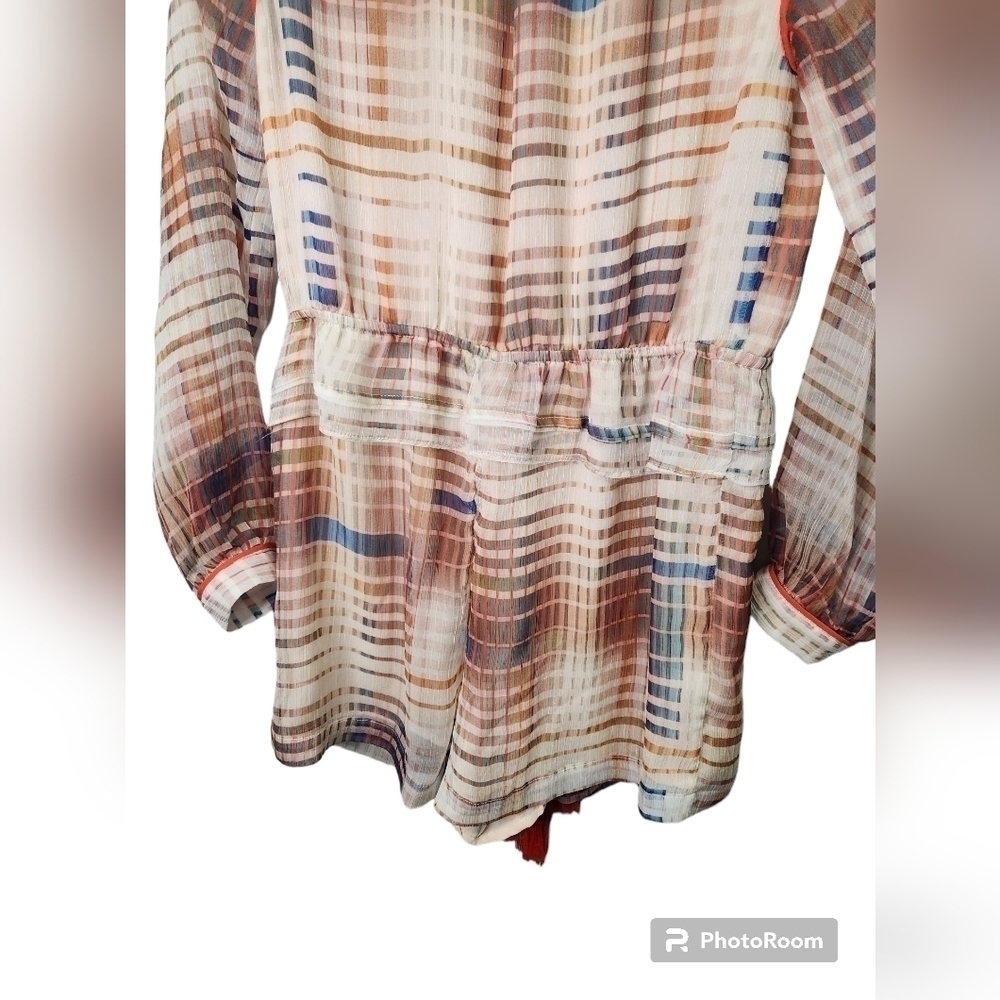 Anthropologie Adelyn Rae Grid Graphic Romper Ruffle Lined Size Small - Picture 5 of 7